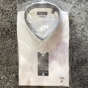 Van Heusen NWT White Dress Shirt Wrinkle Free Stretch Fabric size 18 34/…